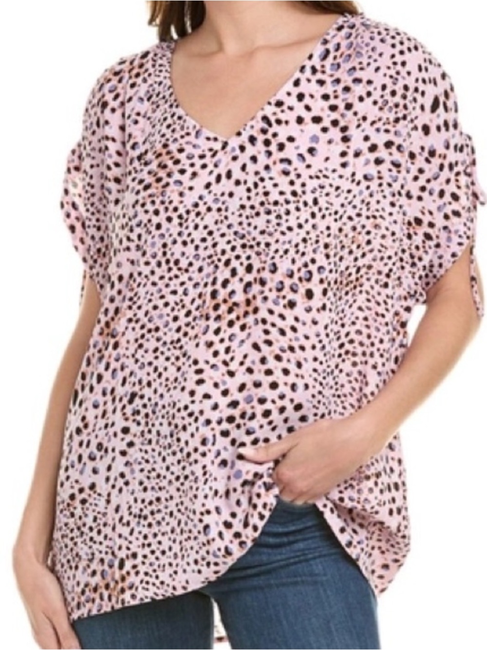 Cabi Seaside Pink Panther Animal Print Oversized Blouse Pink Size L